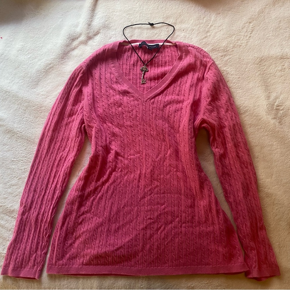 Tommy Hilfiger Pink Cable Knit Sweater